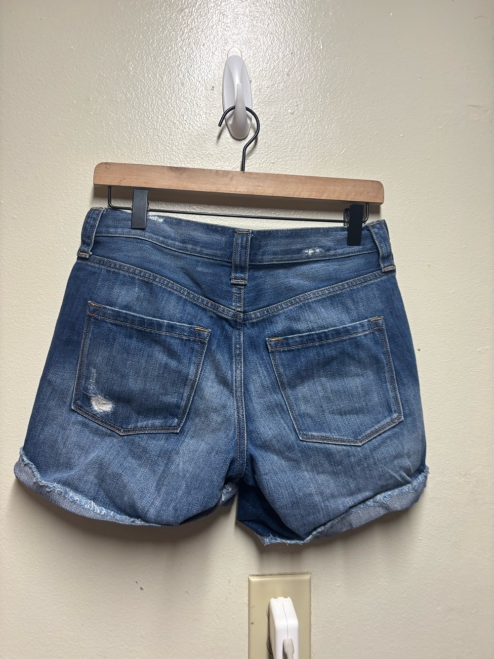 J crew women's shorts size 25 denim cutoff cuffed distressed - Picture 2 of 6